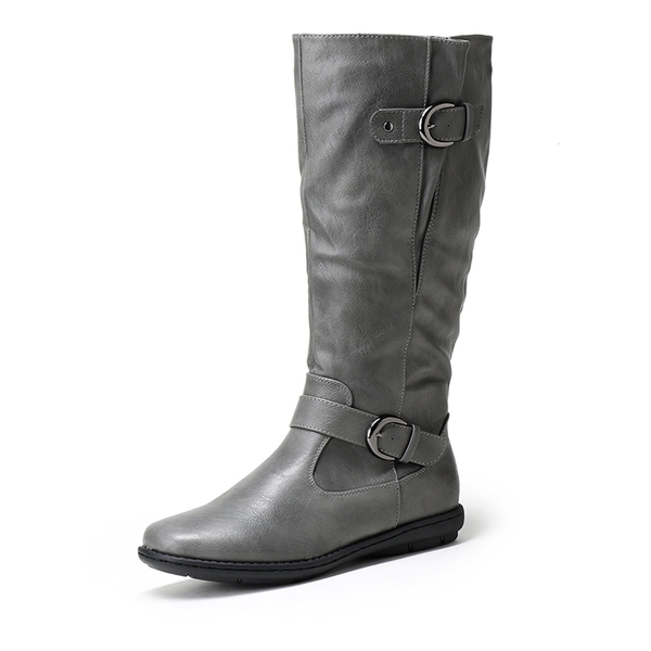 Wide Calf  Knee High Faux Fur Boots - WIDE CALF GREY -  0